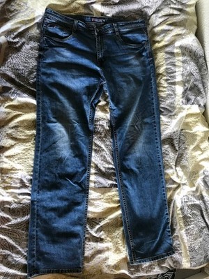 CROSSNESE Herren Jeans Skinny Denim blau Gr. 36 Five-Pocket Knopf Münztasche
