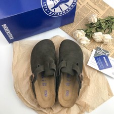 Birkenstock Boston Mocha Soft Footbed Suede Leather Clog Unisex Sandals EU37-45