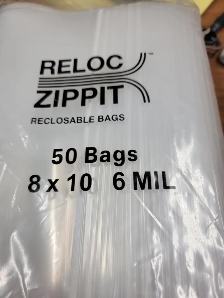 Reloc Zippit Bags 8"x10" Heavy Duty 6 Mil Thick Reclosable Clr 8 x 10 Bags,100pk - Image 2 of 3