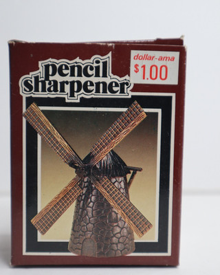Vtg 1985 Taille - Crayon Metal Pencil Sharpener Windmill / with Box