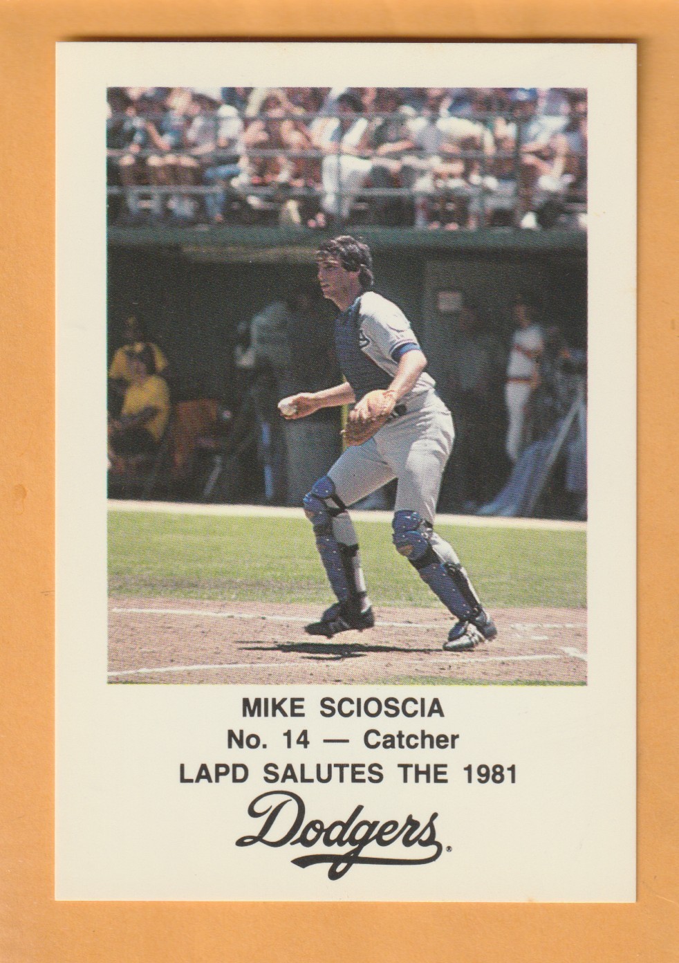Mike Scioscia Los Angeles Dodgers 1981 Police #14 RC Penn State Nittany Lions
