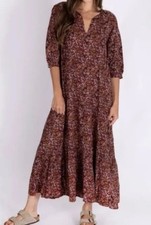Natural Life Boho Floral Tiered Maxi Dress Ditsy Floral Print sz L/XL