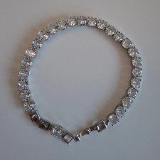 Tennisarmband Silber mit weißen runden Krist...