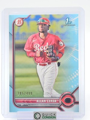 ALLAN CERDA 2022 BOWMAN SKY BLUE BORDER 1ST ROOKIE RC /499 REDS MLB Q0014