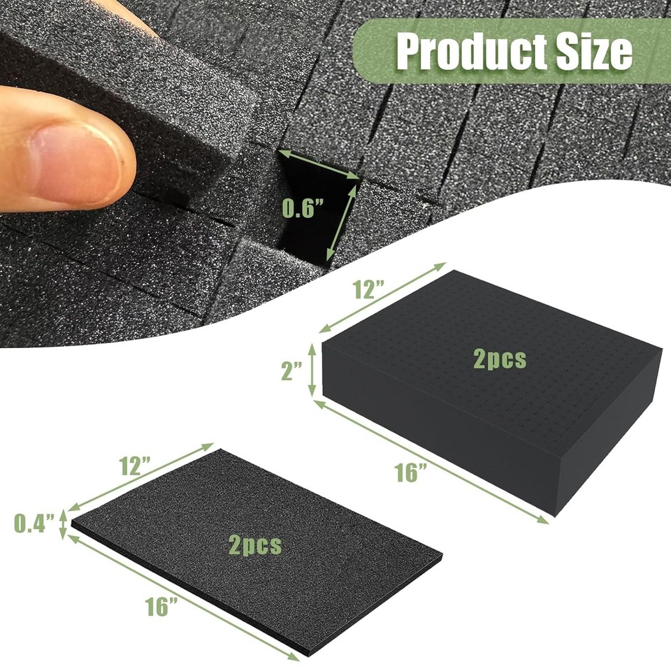 4 Pack Gun Case Foam Inserts - 16x12x2 & 16x12x0.4 Inches Pick and ...