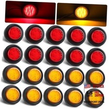 Partswcgg 10 Amber10 Red 2 Inch Round Led Trailer Marker Lights 9 Led 12v