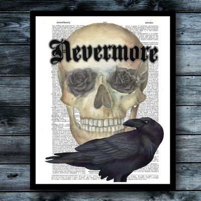 Edgar Allen Poe Raven Nevermore Book Page Art Print