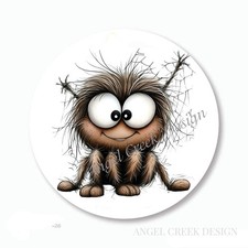 WHIMSICAL HALLOWEEN FUZZY SPIDER STICKERS PARTY FAVORS ENVELOPE SEALS LABELS