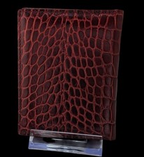 Graphic Image Genuine Leather Crocodile Texture ID Holder Wallet Made In USA Bur