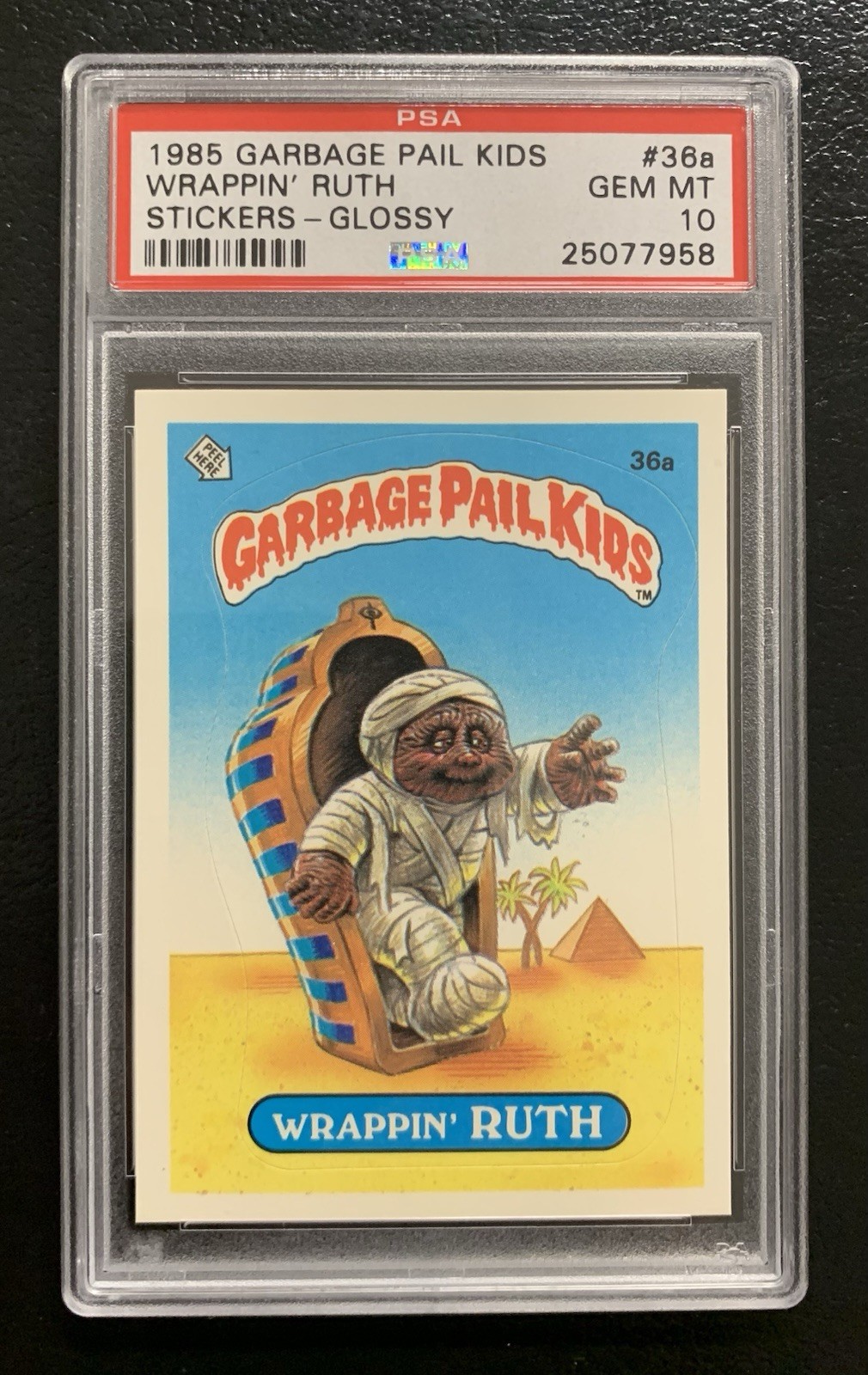 1985 Garbage Pail Kids Wrappin’ Ruth 36a PSA 10 GEM MINT-RARE GLOSSY CARD!! TWT view 1