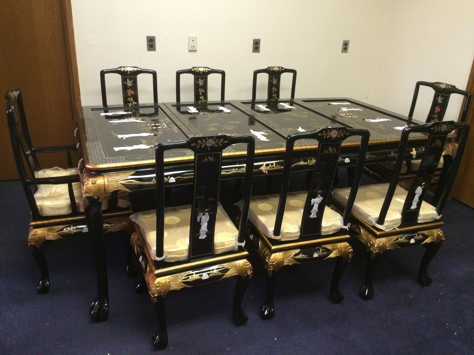 Oriental Dining Room Set Furniture Black Lacquer Mother Of Pearl For Sale Online Oriental Dining Room Set Furniture Black Lacquer Mother Of Pearl For Sale Online