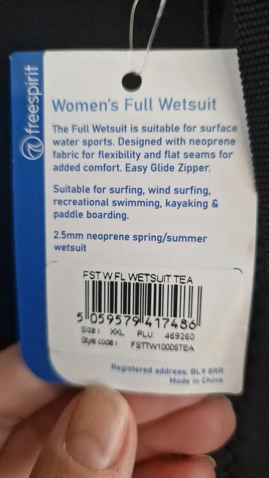 LADIES WOMENS FULL LENGTH WETSUIT NEOPRENE SWIMMING KAYAK SURFING SUP TRIDENT - Image 3 of 4