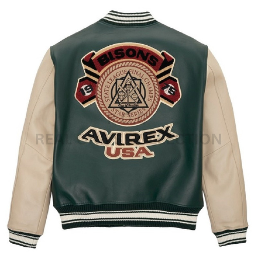 Avirex Bisons USA Leather varsity jacket in Real Cowhide Leather - Picture 4 of 5