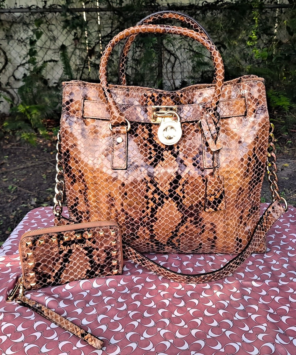 Michael Kors Large Hamilton Snakeskin Handbag And Snakeskin  