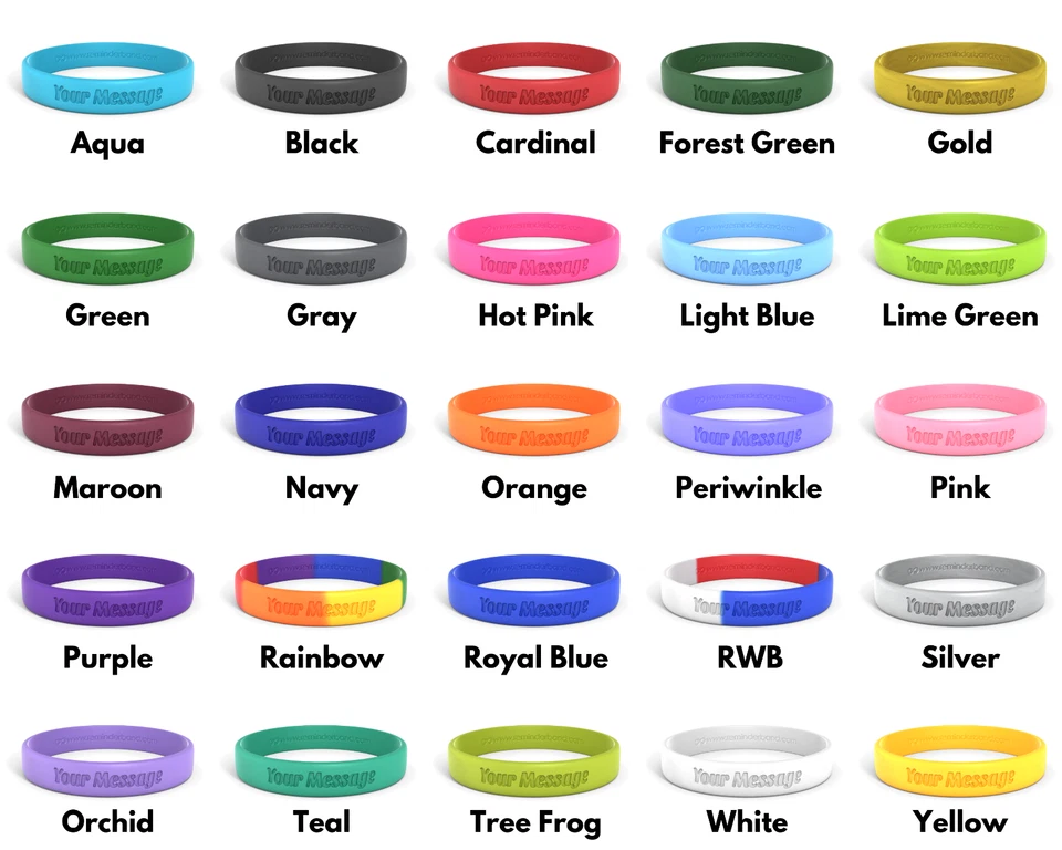 Classic Custom Debossed Silicone Wristbands - Personalized Rubber Bracelets - Image 3 of 4