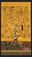 24" X 44" Panel Tree of Life Gustav Klimt Painting Artist Cotton Fabric D479.81