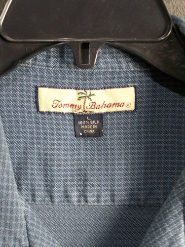 Tommy Bahama Shirt Adult Large Blue Silk Sort Sleeve Button Textured Classic Men - 第 5/12 張圖片