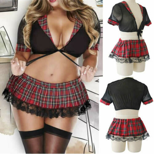 Lady Costume Sexy Lingerie School Girl Uniform Fancy Dress Costume Outfit Set - Picture 4 of 15