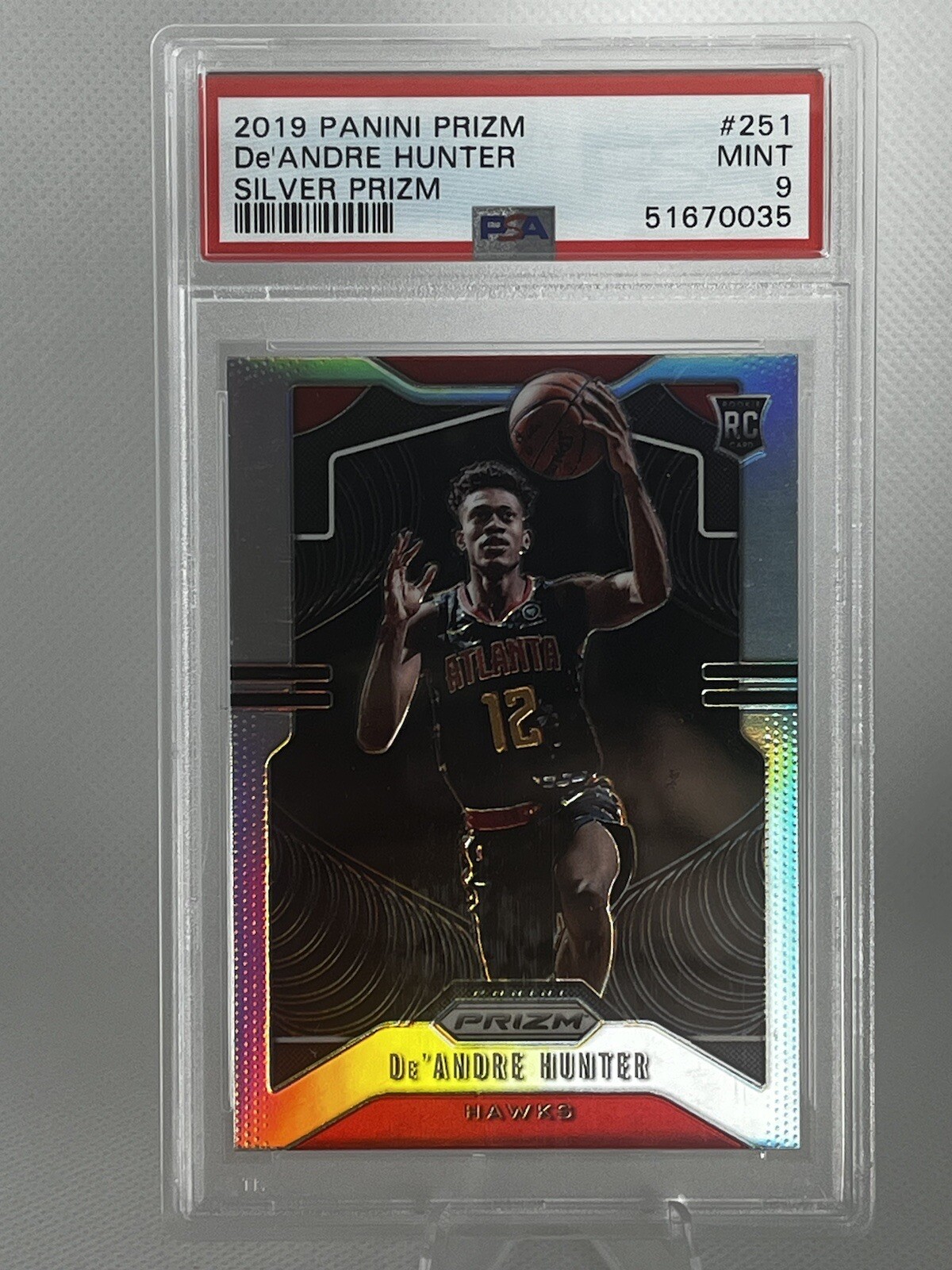 2019 Panini Prizm #251 De'Andre Hunter Silver Prizm PSA 9 Mint Rookie RC