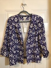 Chico  s size 2 US 12/L purple Ikat Jacket NEW with tags 119 purple crocus