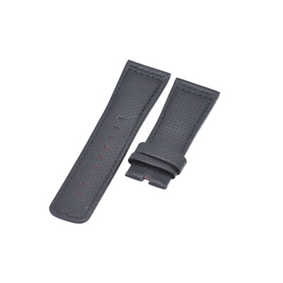 28x24mm Black Leather Watch Strap For Seven Friday M-P-PS-T-Q-S-V Series