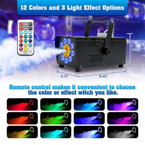 500W Smoke Fog Machine RGB Muti Color LED DJ Party Wedding Stage Light w/ Remote - Picture 2 of 12
