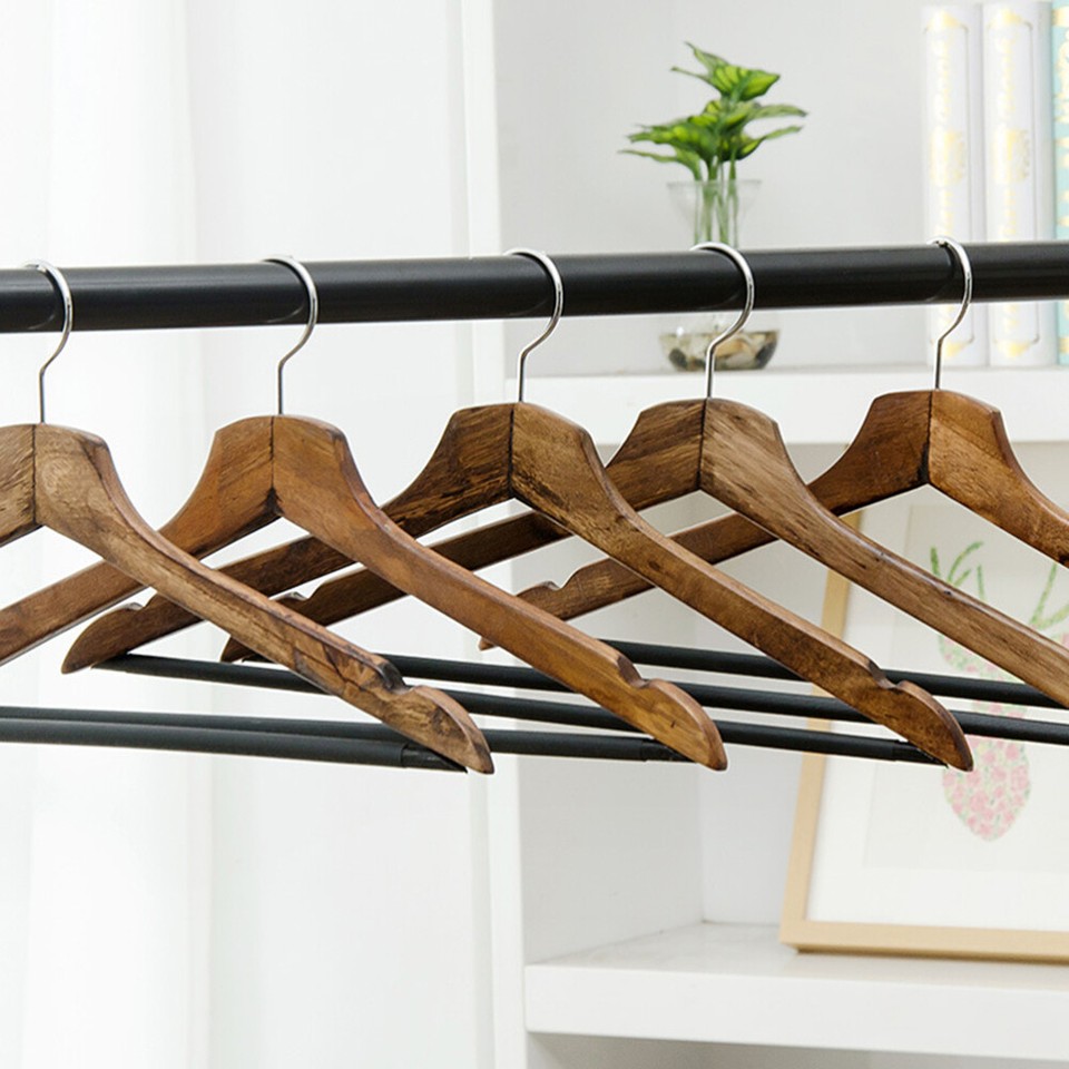 2PCS Multifunctional High Grade Solid Wooden Suit Hangers Coat Hangers