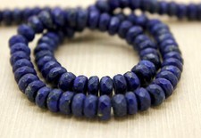 Natural Blue Lapis Lazuli Gemstone Faceted Rondelle Gemstone Beads -PG73