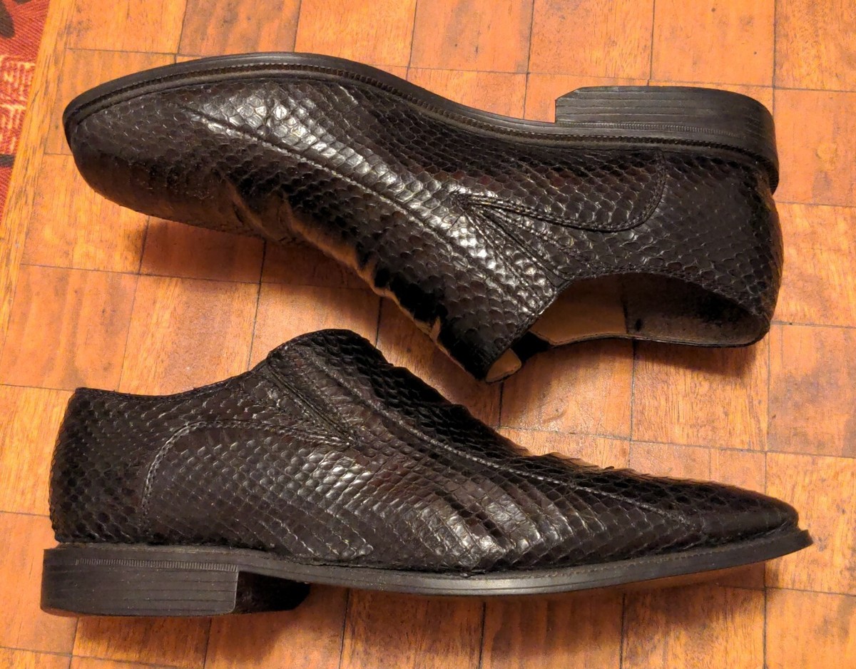 GIORGIO BRUTINI GENUINE BLACK SNAKESKIN LOAFER SHOES 10M 155211