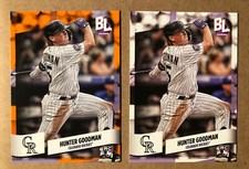 2024 Topps Big League Hunter Goodman Electric Orange Foil & Base RC #80 Rockies 