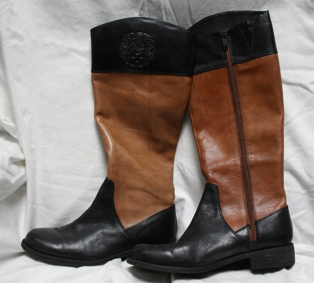 VINCE CAMUTO "VC-KELLINI" Brown/Black Leather Western Boots, Size 8.5 M