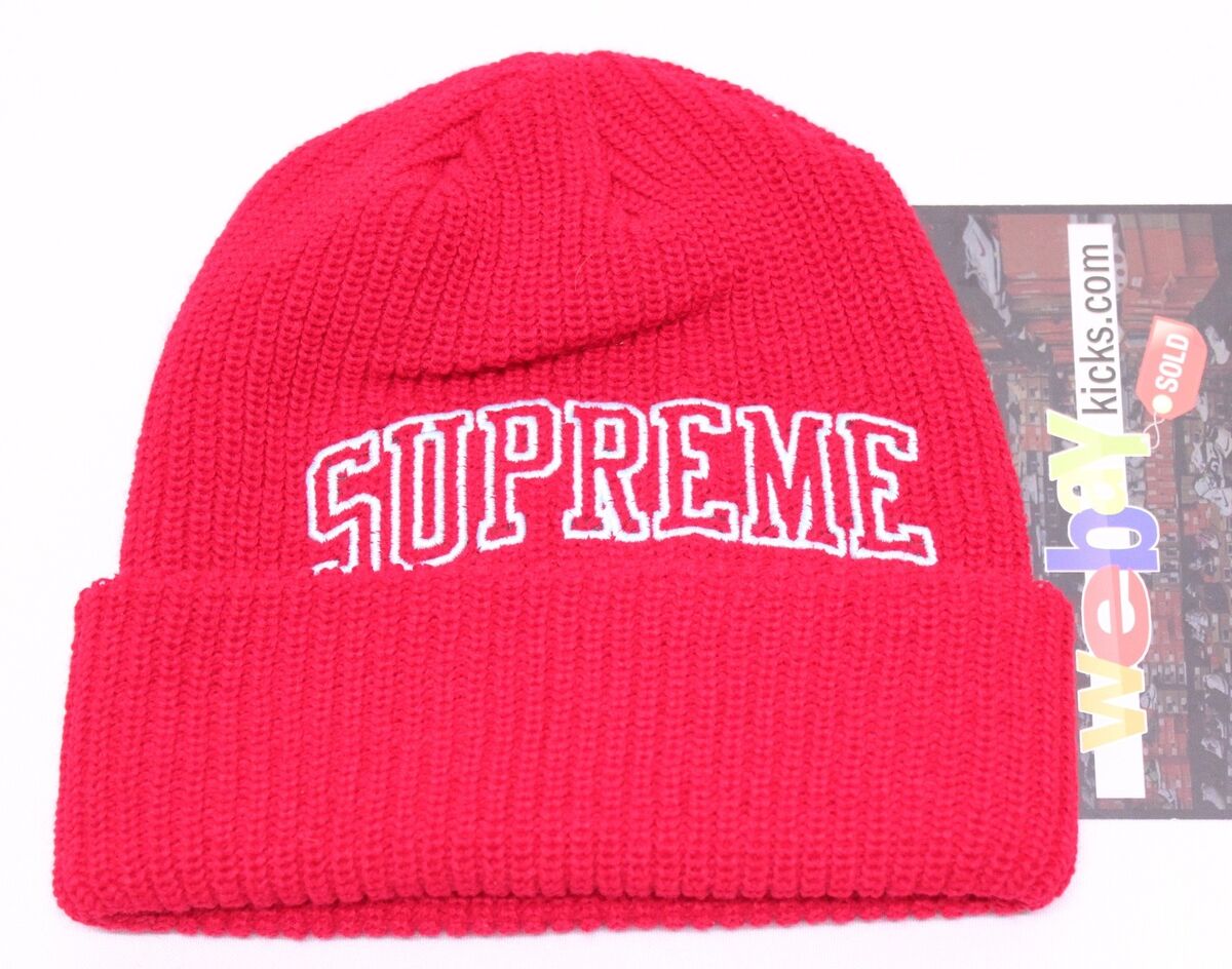 Supreme New York Box Loose Gauge Arc Red White Logo Beanie Supreme New York Box Loose Gauge Arc Red White Logo Beanie