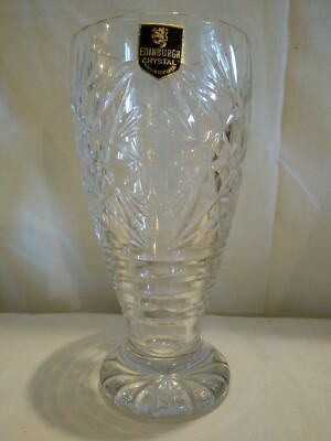 Elegante Vintage Edinburgh Kristallglas Vase mit Aufkleber 20cm unbenutzt TOP