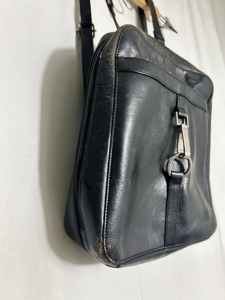 Vintage Etienne Anger Black Leather Mini Backpack Purse Distressed 11x9.5x3 - Image 2 of 4