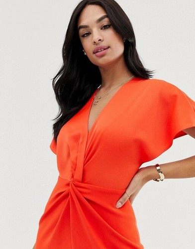 Bodycon Pencil Red Orange Dress TB 