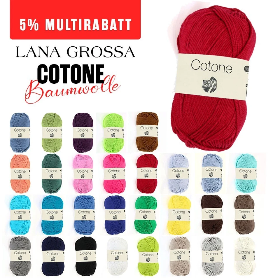 50g Lana Grossa Cotone | 100% Baumwolle | 125m | Stricken häkeln