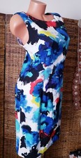 Blue White Mario Serrani Colorful Flora Spring Summer Stretch Pencil Dress Sz 12