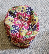 Vintage Uzbek Pakistan Skull Cap Youth Small Head Handmade Middle Eastern