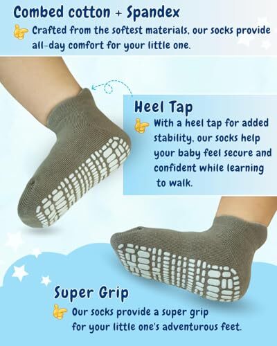 Anti Slip Ankle Socks with Grips for Baby 12-24 Months 12-pairs/Animal World - Picture 4 of 7