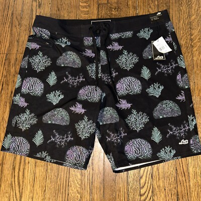 LOST Board Shorts Mens 38 Beach Surf Swim Trunks Floral Strike Mission 