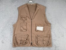Chaleco de Pesca Para Hombre Grande Beige Marrón Pesca Caza Fotógrafo Mezcla de Algodón