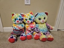 3 Build A Bear Rainbow Leopard Cat Plush Stuffed Animal Toy 17  Multi Color Used