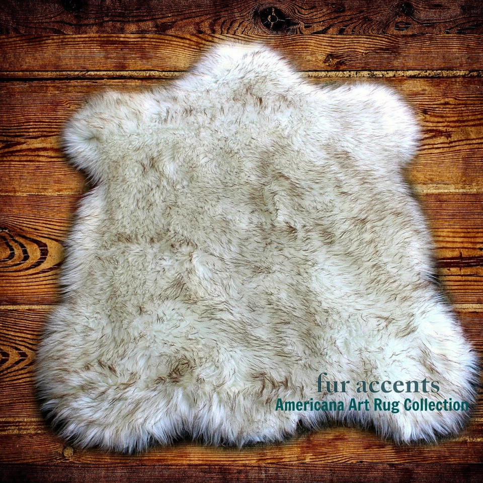 Classic Bear Skin Rug, Faux Fur, White Polar Bear, Arctic Wolf, Hand Made USA - Image 2 of 3