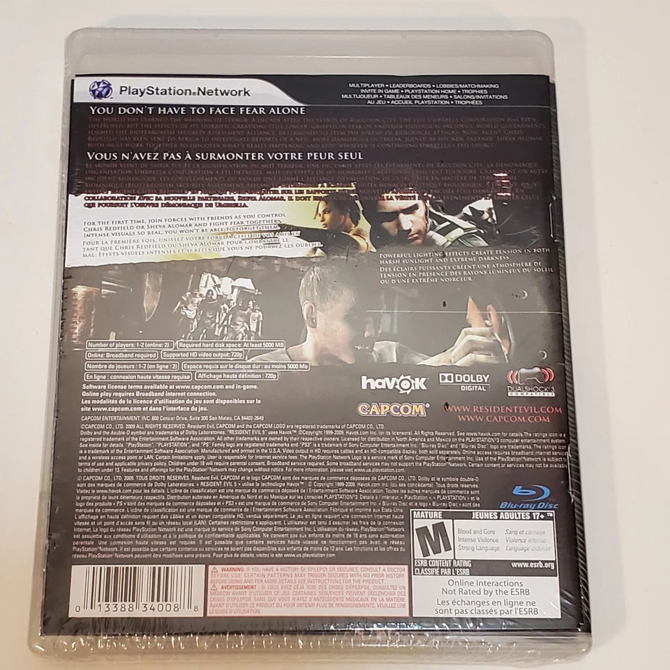 * BRAND NEW* *SEALED* Resident Evil 5 (Sony PlayStation 3, 2009) - Image 2 of 4