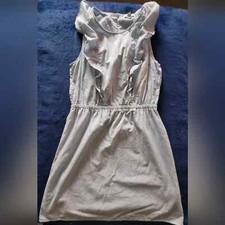 Madewell Lt. Blue Linen Blend Women's Sz. 4 Ruffle Neck Sleeveless Dress