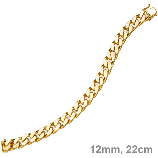12Mm Breites Armband Armkette Panzerarmband 585 Gold Gelbgold 22Cm, Goldarmband-image