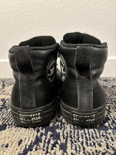 Converse Chuck Taylor All Star 166071C Black Leather High-top Sneaker Boot Sz 11 - Picture 3 of 7