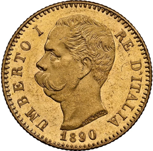 Italy: Umberto I Gold 20 Lire 1890-R NGC MS-64! Rome mint! Lustrous! Super nice!