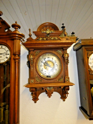 3B162 Originle Gustav Becker Gutsherren Reloj Pared Con Bronce Beschläge-84x43cm