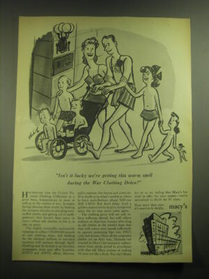 1945 Macy's Department Store Ad - Isn't it lucky we're getting this warm spell